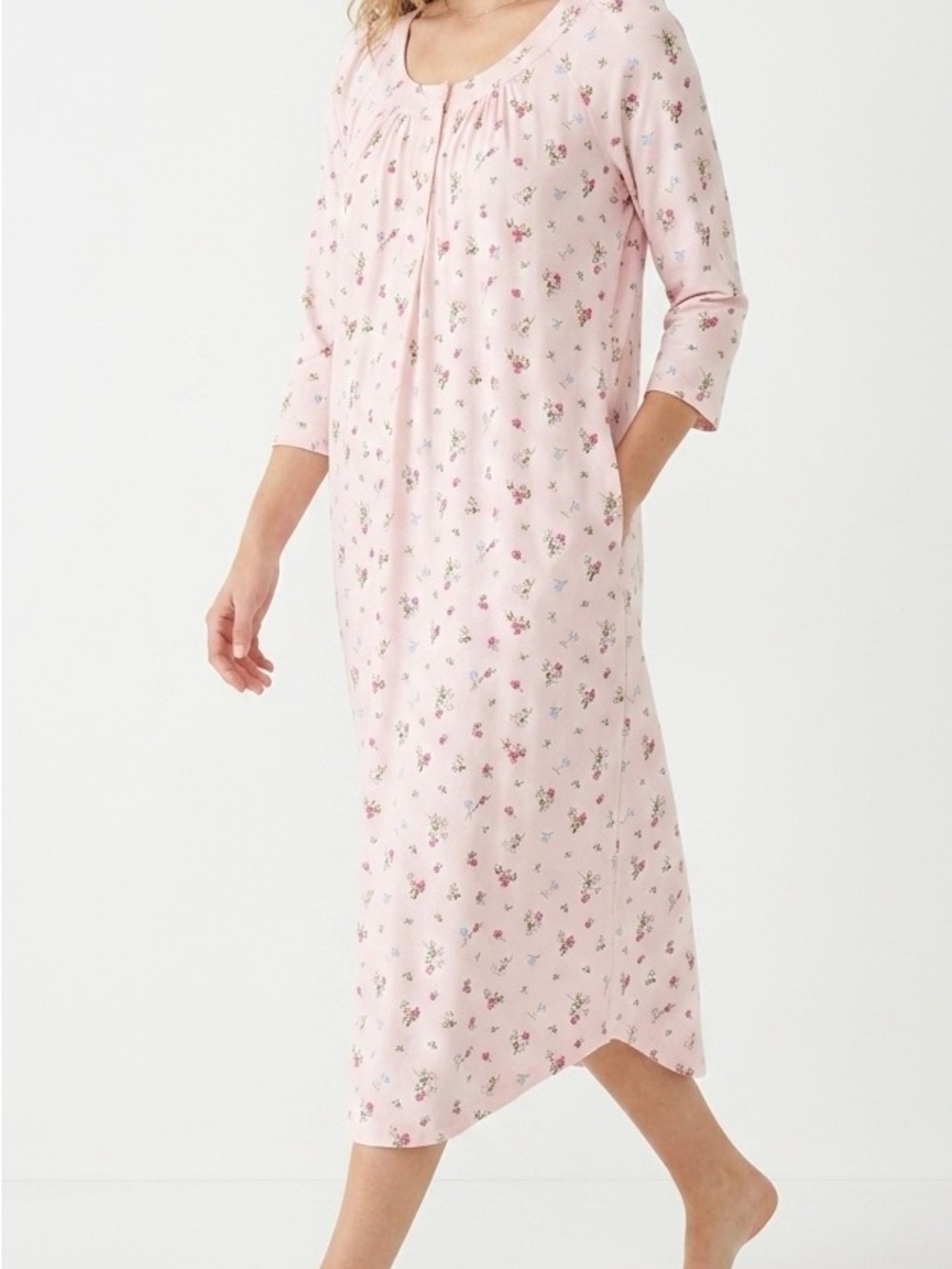 CAROLE HOCHMAN Heavenly Soft Pink Floral Cotton Nightgown Waltz Sleep Dress 2X